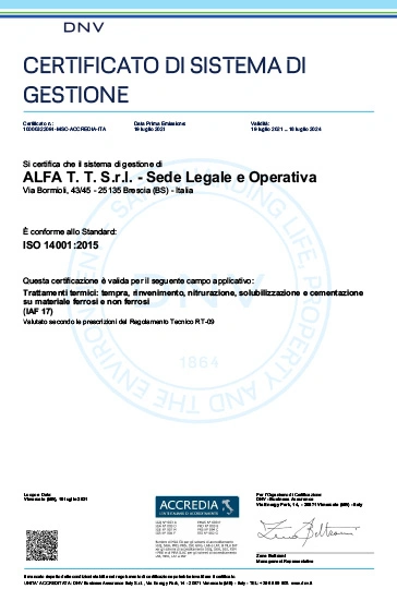 Certificato ISO 14001:2015