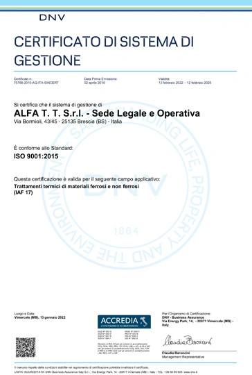 Certificato ISO 9001:2015